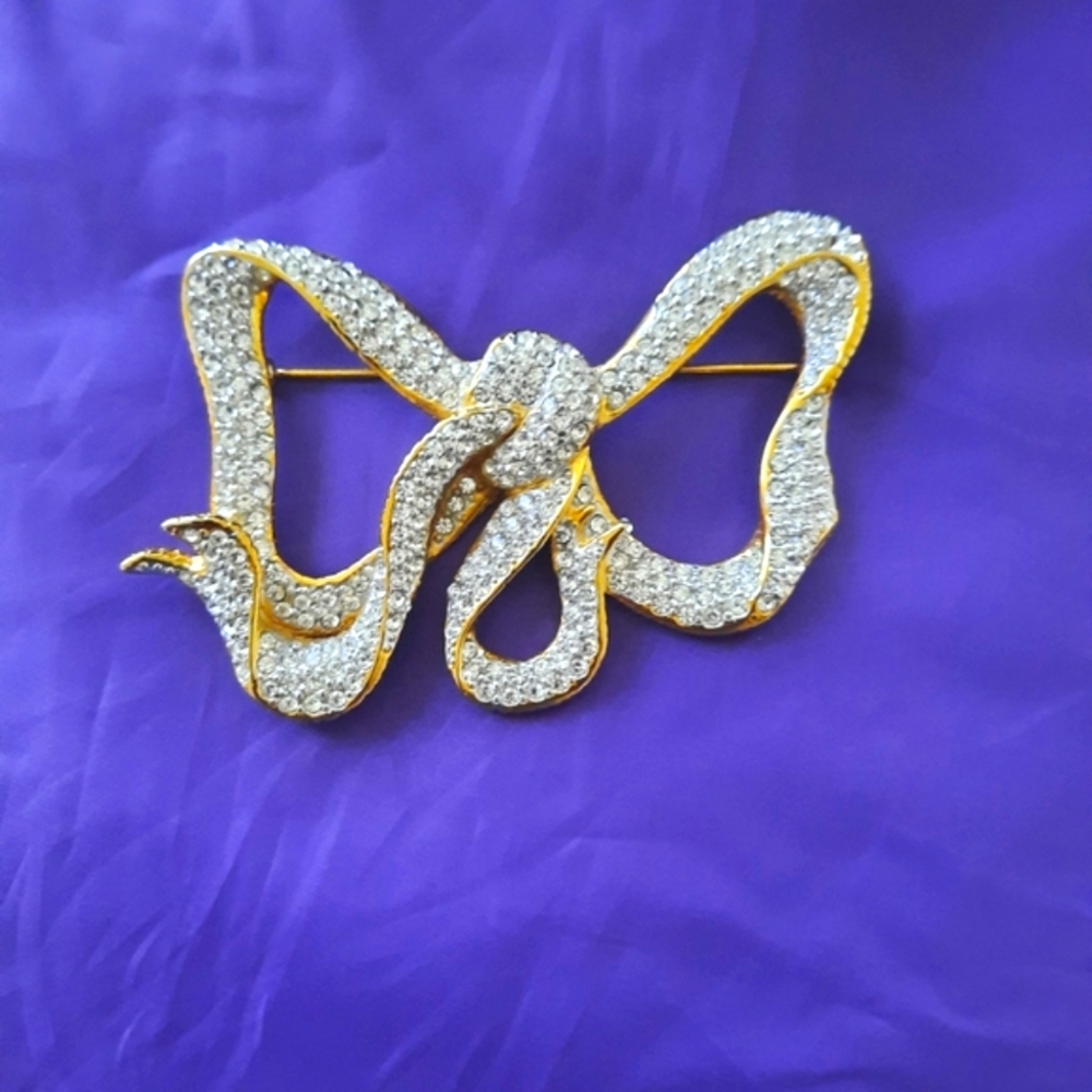 VALENTINO GARAVANI Goldtone Crystal Brooch